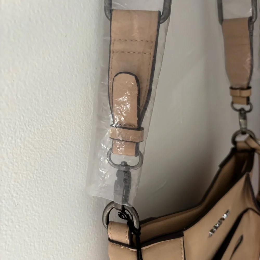 NWT Dolce Vita Tan Faux Leather Cross Body Purse Handbag Faux Snake Skin Strap - Picture 6 of 10